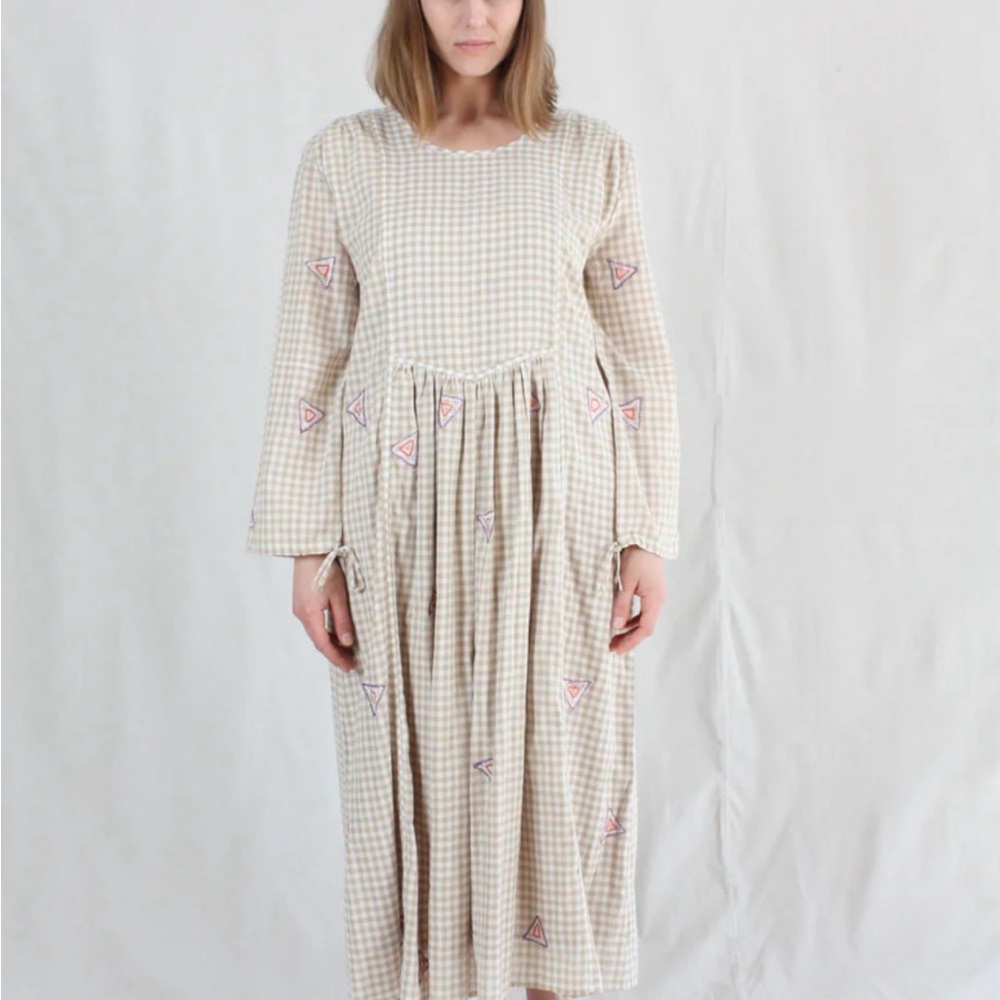 Rujuta Sheth Gingham Embroidered Midi Dress - Excellent Condition